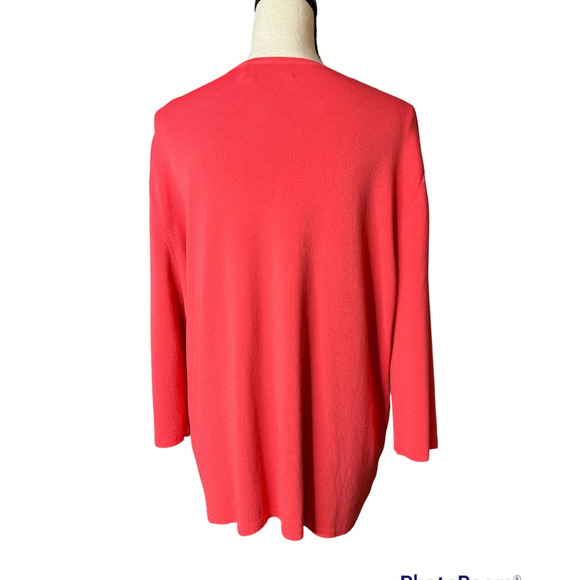 Joseph A Tunic Sweater in Orange w/Sequins and Embroidery at Neckline Size 2X - Picture 3 of 5